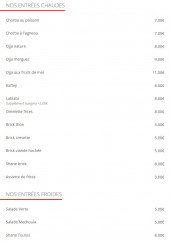 Menu Tanit - Les entrées