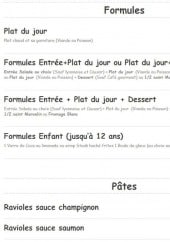 Menu Bar des Champ's - Les formules du midi et les pâtes 