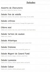 Menu Bar des Champ's - Les salades 