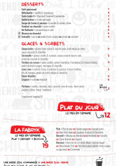 Menu La Fabryk - Les desserts et glaces, plat du our