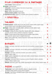 Menu La Fabryk - Les salades, burgers et pizzas