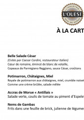 Menu L'Ouest - La carte