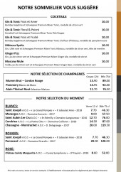 Menu L'Ouest - Cocktails et champagnes