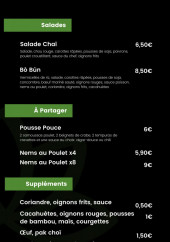 Menu Chô chaï - Les salades, boissons, …
