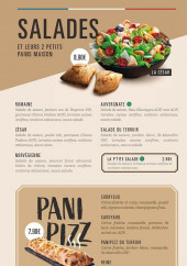 Menu Pizza Cosy - Les salades, pani pizz et formule, ...