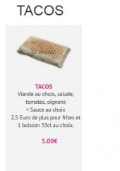 Menu Le Sésame - Le tacos