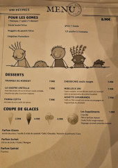 Menu Uni - Pour les gones, desserts et  coupes de glaces