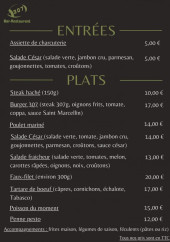 Menu Restaurant 307 - Les entrées et plats