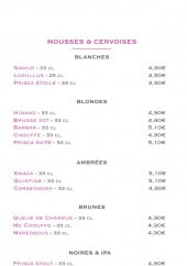 Menu The Popote - Les mousses et cervoises