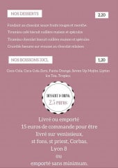 Menu Cooked & Fresh - Les desserts et boissons