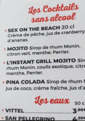 Menu L'Instant Grill - Les cocktails sans alcool et les eaux