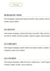 Menu L'Atelier Burger & bagel - Les burgers