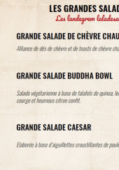 Menu La Boucherie - Les salades