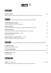 Menu La Cantina - Les fraicheurs, viandes, ...