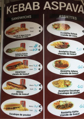 Menu Aspava - Les sandwichs, assiettes