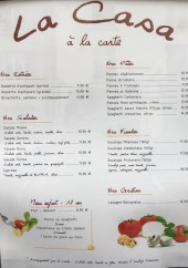 Menu La Casa - Les entrées, salades, ...