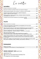 Menu Auberge de la Source - A la carte