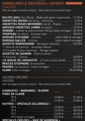 Menu Ecailler cellerier - Les crustacés et coquillages