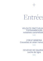 Menu Howard House - Les entrées