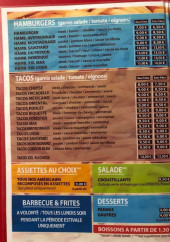 Menu Chez Max - Hamburgers, tacos, salades,....