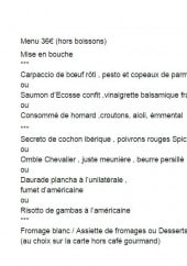 Menu Restaurant Le Manoir - Le menu à 36€