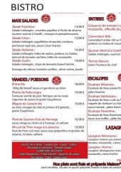 Menu Bistro Gusto - Les salades, les entrées, les viandes, les poissons...