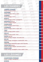 Menu Pizza des 7 chemins - Les viandes et légumes