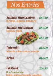 Menu La Vallée de L' Atlas - Les entrées et assiettes