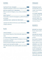 Menu L'Auberge du Tabagnon - Le menu à la carte