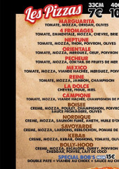 Menu BOB'S Burger - Pizzas