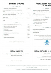 Menu La brasserie du Fleuve - La carte