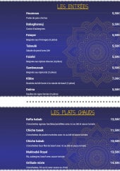 Menu Layaly al sham - Les entrées et plats