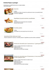 Menu Les copains d’abord - Entrées et tapas a partager