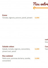 Menu Turquoise - Les entrées