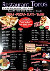 Menu Toros - Sandwiches, assiettes, tacos,...