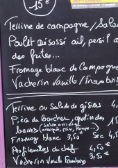 Menu Café des barres - Le menu