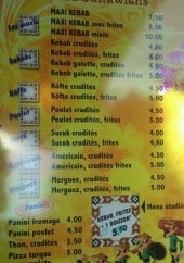 Menu Ali Baba - Les sandwiches, paninis et menu étudiant