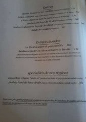 Menu L'Alambic - Entrées et spécialités