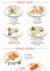 Menu Toyo Sushi - Les menus maki et menus sashimi