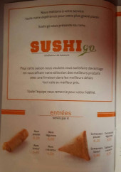 Menu Sushi Go - Informations et  entrées