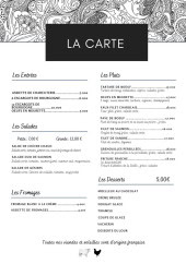 Menu Le Vindecy - La carte