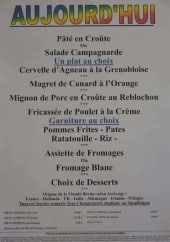 Menu Au speed et Cool - plats, garnitures, menus