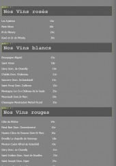Menu Le Central - Vins