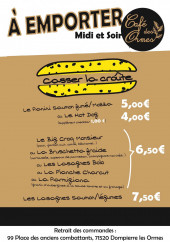 Menu Café des Ormes - Menu à emporter