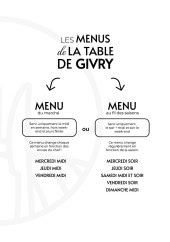 Menu La Table De Givry - Les menus