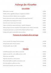 Menu Auberge des alouettes - Les entrées, poissons, crustacés ,...