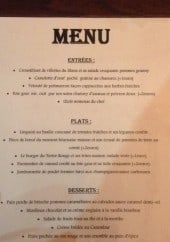 Menu Bistrot du Tertre Rouge - Entrées, plats et desserts