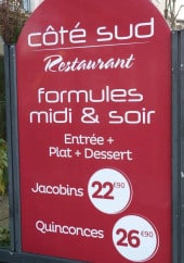 Menu Côté Sud - Formule midi et soir 