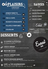 Menu Ernest'Inn - Les desserts et les sauces