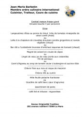 Menu Jmb Traiteur - Dîner 